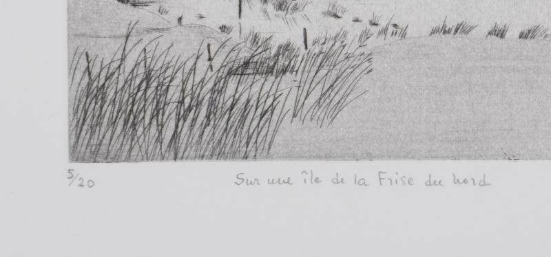Camille COMBE : Sur une île de la frise du Nord, Gravure originale signée