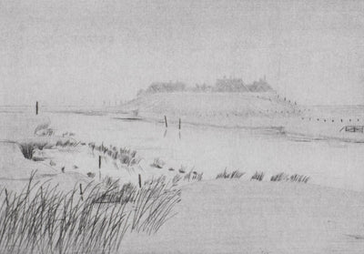 Camille COMBE : Sur une île de la frise du Nord, Gravure originale signée