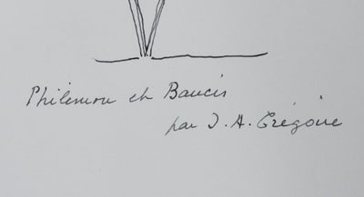 Jean Albert GREGOIRE : Les deux arbres, Autographe et dessin original signé