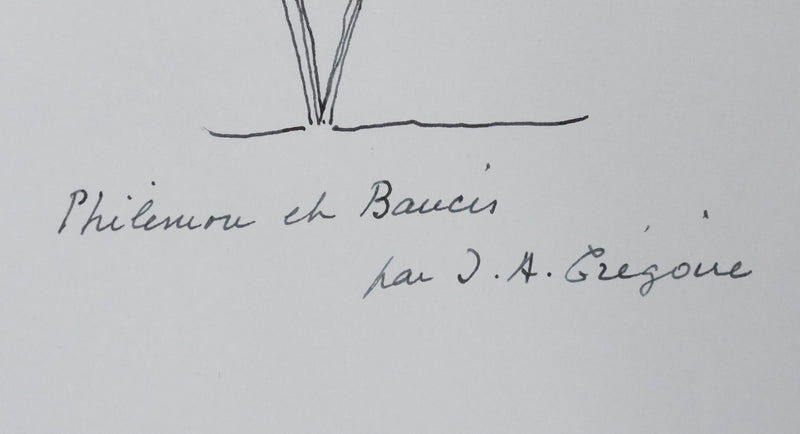 Jean Albert GREGOIRE : Les deux arbres, Autographe et dessin original signé