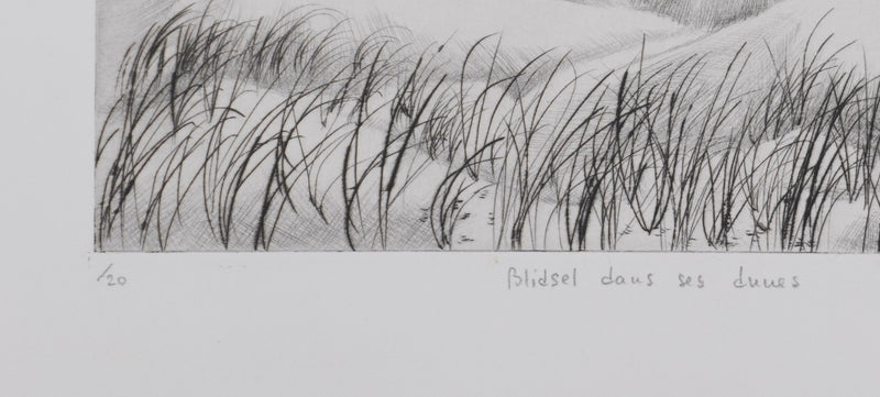 Camille COMBE : Blidsel dans ses dunes, Gravure originale signée