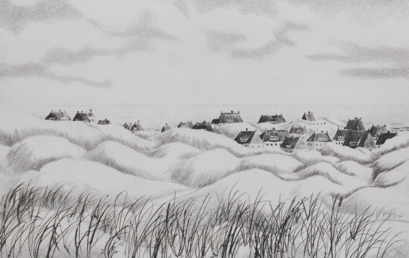 Camille COMBE : Blidsel dans ses dunes, Gravure originale signée