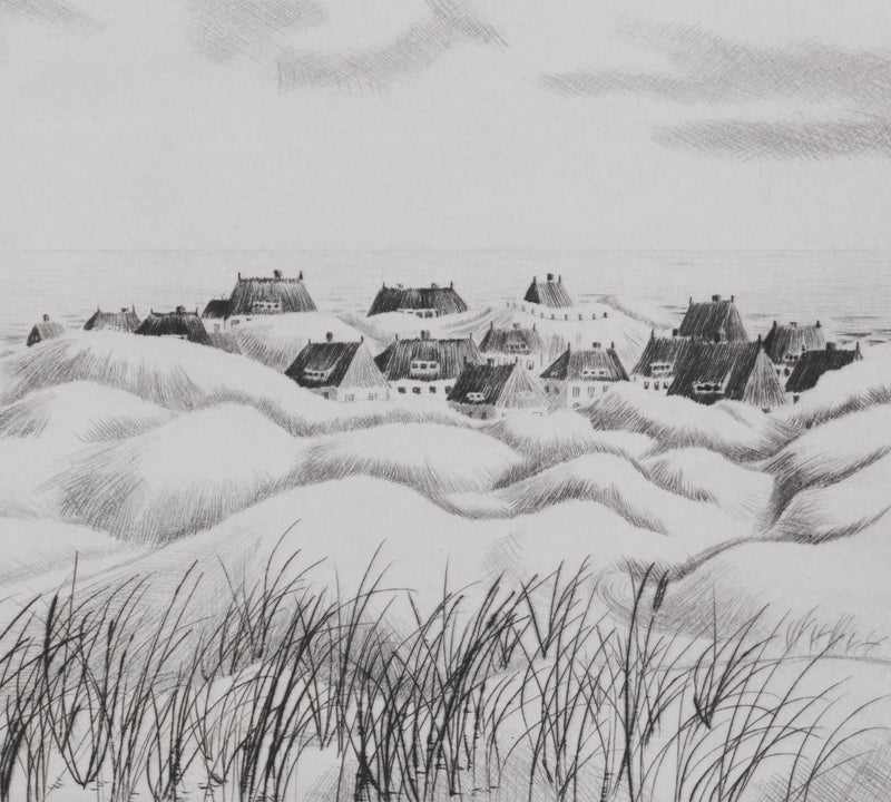 Camille COMBE : Blidsel dans ses dunes, Gravure originale signée