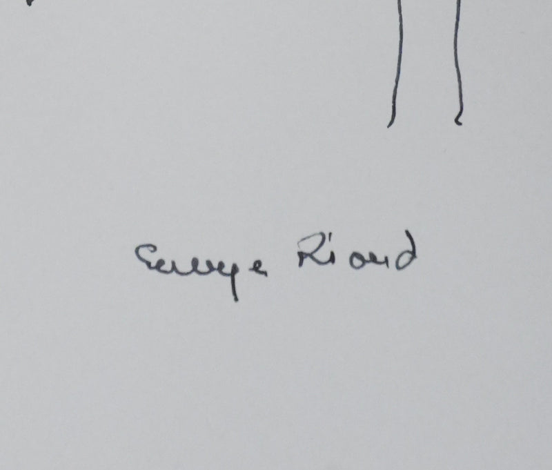 Georges RIOND : Les deux arbres en trait, Autographe et dessin original signé