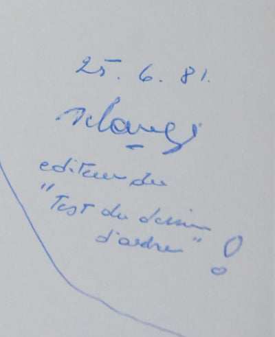 Jean-Pierre DELAGE : L'arbre des amoureux, Autographe et dessin original signé