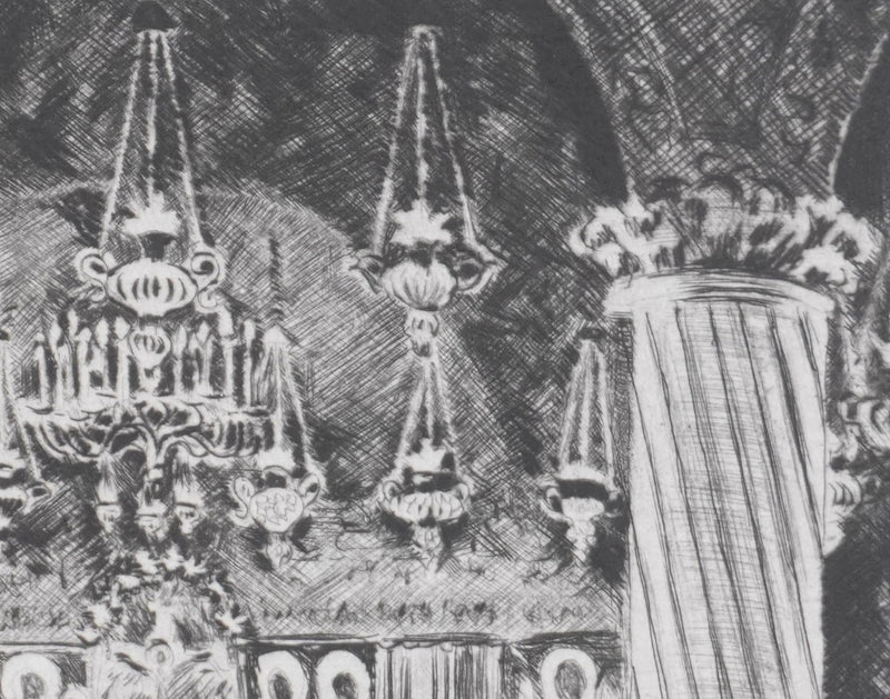 Camille COMBE : Bucarest, Eglise Stavropoleos, Gravure originale signée
