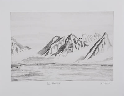 Camille COMBE : Ny-Alesund, Gravure originale signée