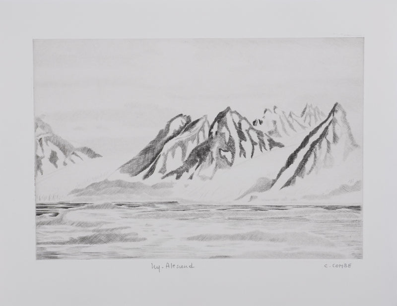 Camille COMBE : Ny-Alesund, Gravure originale signée