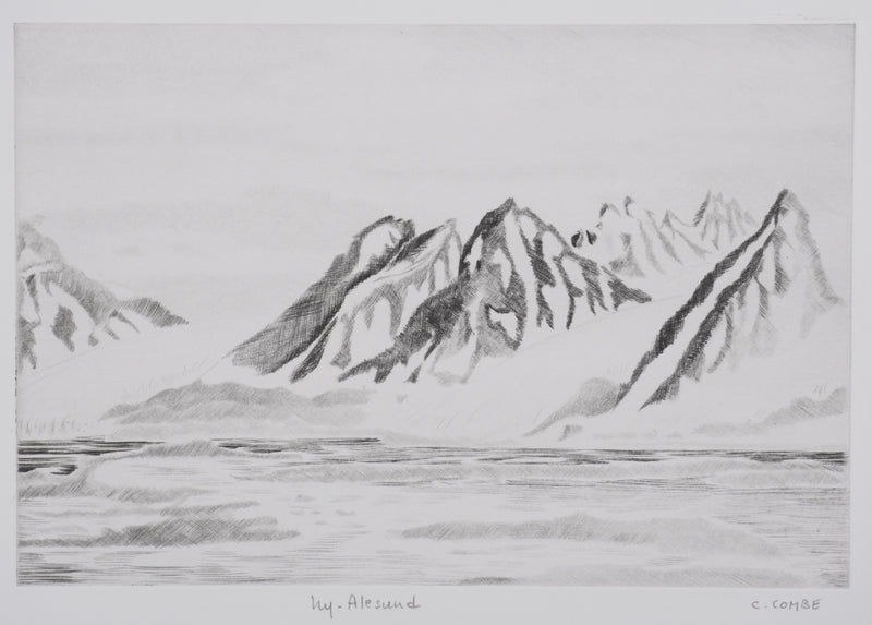 Camille COMBE : Ny-Alesund, Gravure originale signée