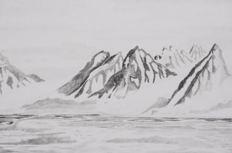 Camille COMBE : Ny-Alesund, Gravure originale signée