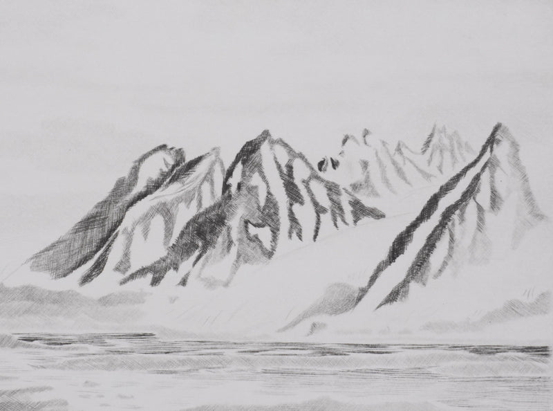 Camille COMBE : Ny-Alesund, Gravure originale signée