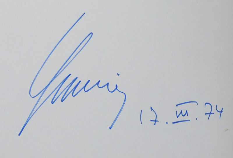 Hubert GERMAIN : Les arbres bleus, Autographe et dessin original signé
