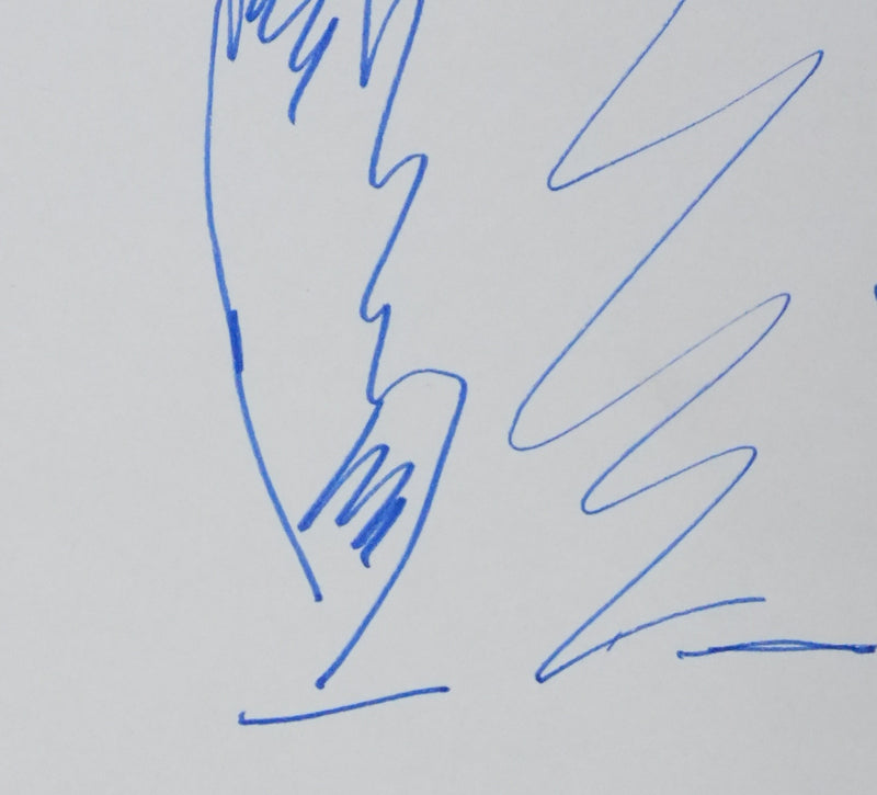 Hubert GERMAIN : Les arbres bleus, Autographe et dessin original signé