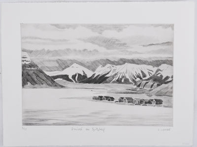 Camille COMBE : Arrivée au Spitzberg, Gravure originale signée