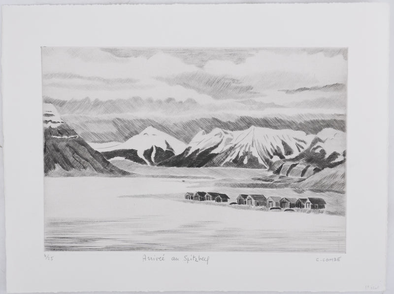 Camille COMBE : Arrivée au Spitzberg, Gravure originale signée