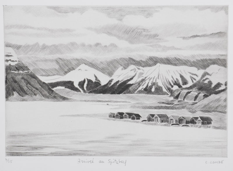Camille COMBE : Arrivée au Spitzberg, Gravure originale signée