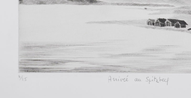 Camille COMBE : Arrivée au Spitzberg, Gravure originale signée