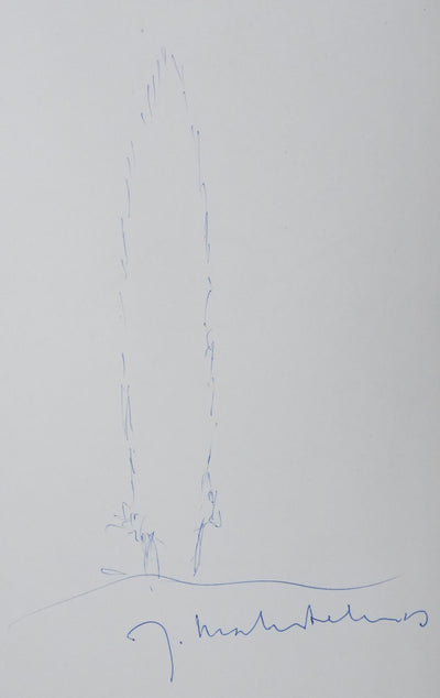 Jacques CHABAN-DELMAS : L'arbre bleu, Autographe et dessin original signé