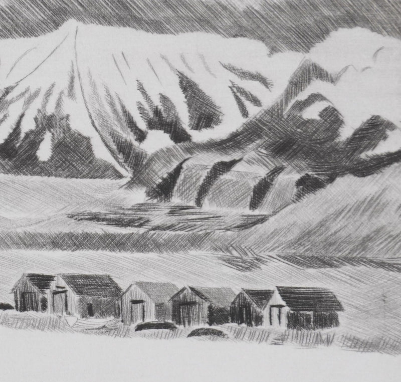 Camille COMBE : Arrivée au Spitzberg, Gravure originale signée