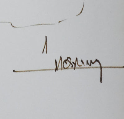 Guy GUERMEUR : L'île au palmier, Autographe et dessin original signé