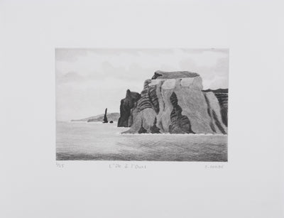 Camille COMBE : L'île à l'Ours, Gravure originale signée