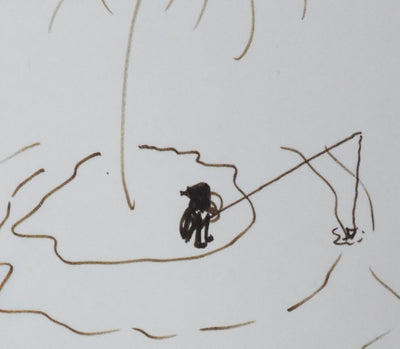Guy GUERMEUR : L'île au palmier, Autographe et dessin original signé