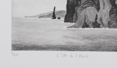 Camille COMBE : L'île à l'Ours, Gravure originale signée