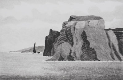 Camille COMBE : L'île à l'Ours, Gravure originale signée