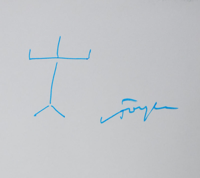 Jean FOYER : Le palmier bleu, Autographe et dessin original signé