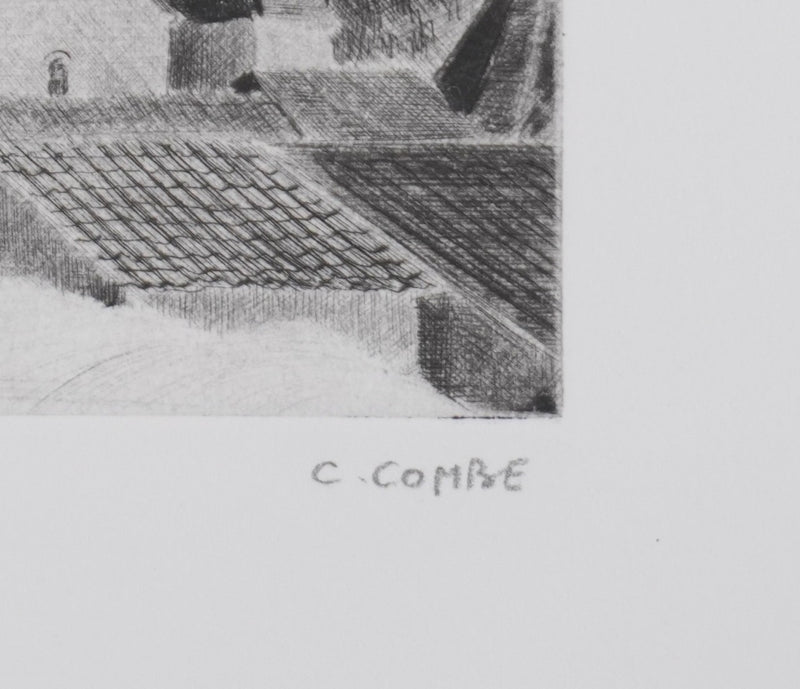 Camille COMBE : Harstad et son belvédère, Gravure originale signée