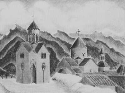Camille COMBE : Harstad et son belvédère, Gravure originale signée