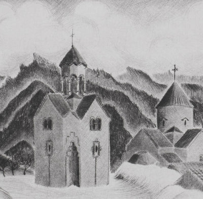 Camille COMBE : Harstad et son belvédère, Gravure originale signée