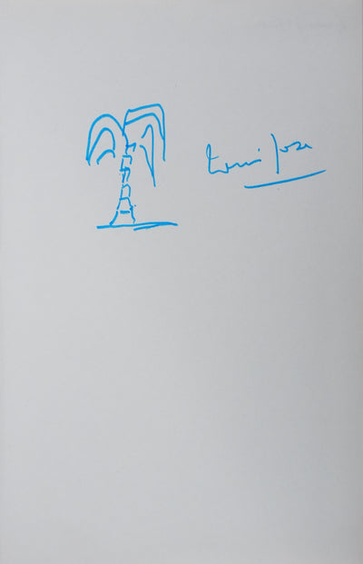 Louis JOXE : Le palmier bleu, Autographe et dessin original signé
