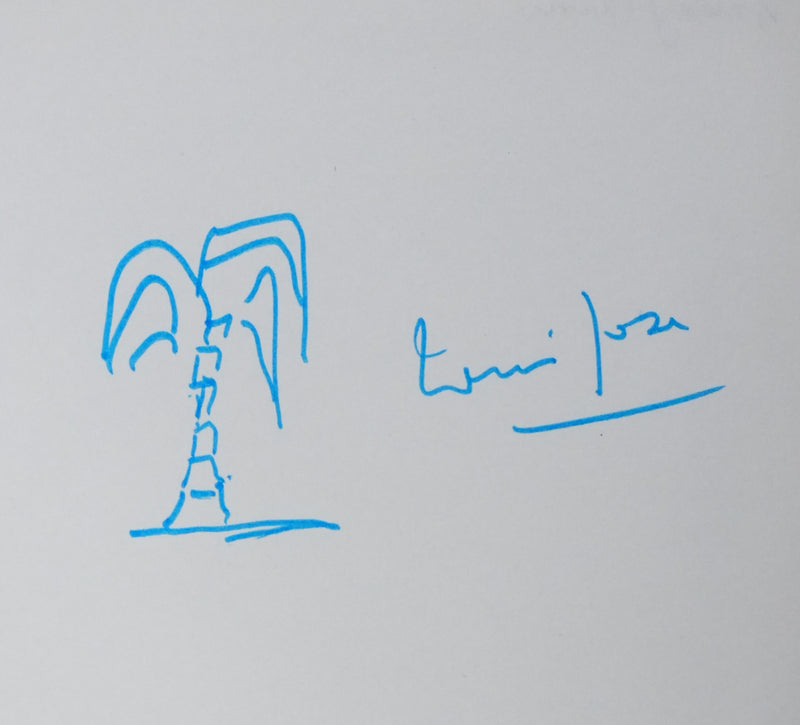Louis JOXE : Le palmier bleu, Autographe et dessin original signé