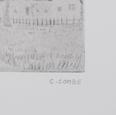 Camille COMBE : Une petite ville au Nord, Gravure originale signée