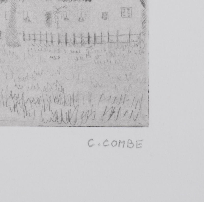 Camille COMBE : Une petite ville au Nord, Gravure originale signée
