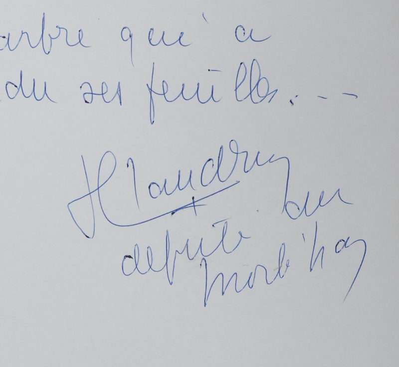 Hervé LAUDRIN : Un arbre qui a perdu ses feuilles, Autographe et dessin original signé