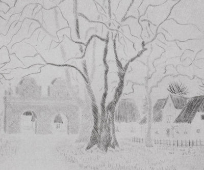 Camille COMBE : Une petite ville au Nord, Gravure originale signée
