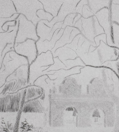 Camille COMBE : Une petite ville au Nord, Gravure originale signée