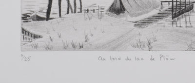 Camille COMBE : Au bord du lac de Plöner, Gravure originale signée