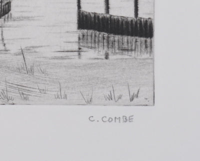 Camille COMBE : Au bord du lac de Plöner, Gravure originale signée