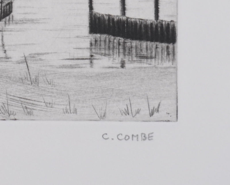 Camille COMBE : Au bord du lac de Plöner, Gravure originale signée