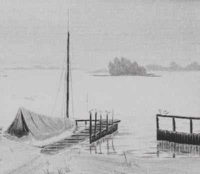 Camille COMBE : Au bord du lac de Plöner, Gravure originale signée