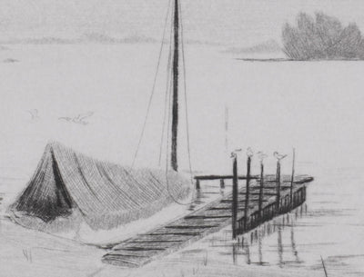 Camille COMBE : Au bord du lac de Plöner, Gravure originale signée