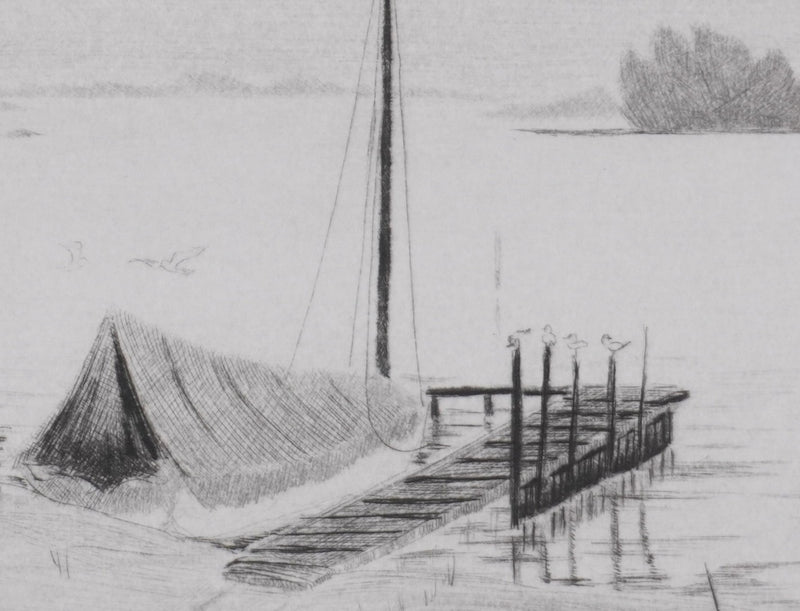 Camille COMBE : Au bord du lac de Plöner, Gravure originale signée