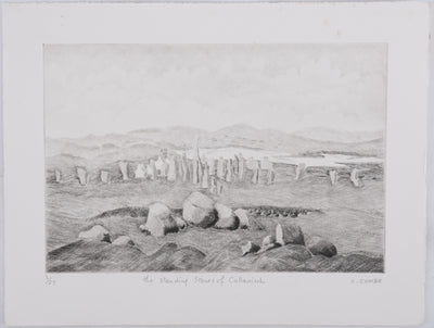 Camille COMBE : The standing Stones of Callanish, Gravure originale signée