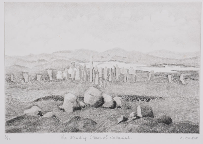 Camille COMBE : The standing Stones of Callanish, Gravure originale signée