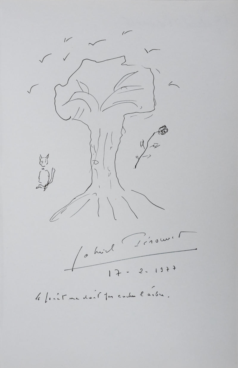 Gabriel PERONNET : Un arbre à chat, Autographe et dessin original signé