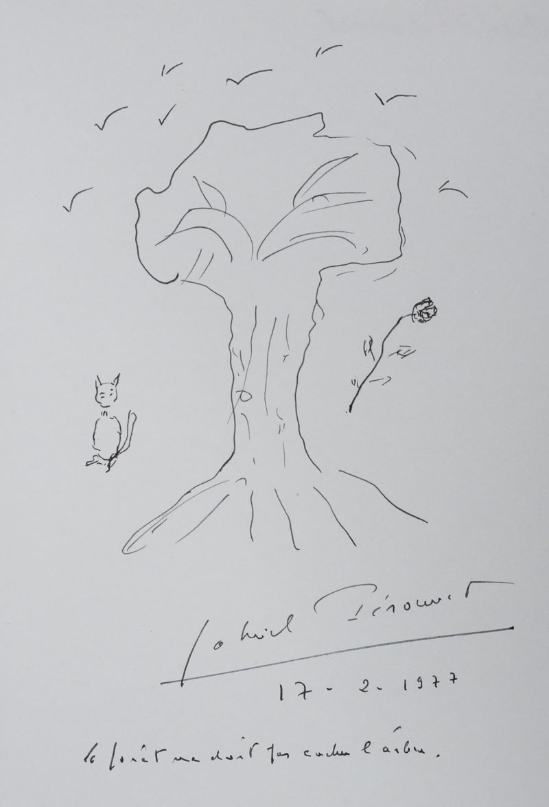 Gabriel PERONNET : Un arbre à chat, Autographe et dessin original signé