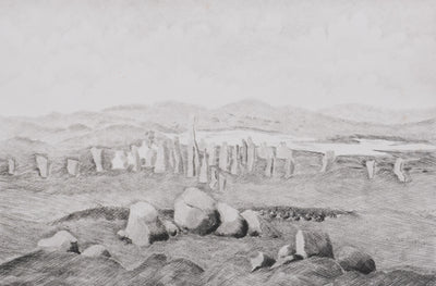 Camille COMBE : The standing Stones of Callanish, Gravure originale signée